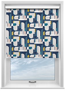 Archways, Navy - Roller Blind